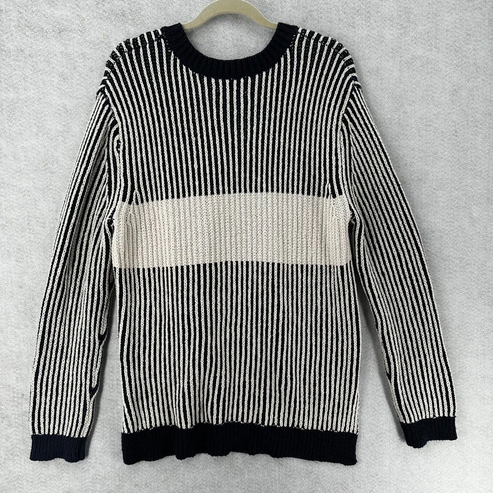 One x One Teaspoon Tunic Sweater Womens LARGE Blue Ivory Oversized‎ Striped - Picture 2 of 15